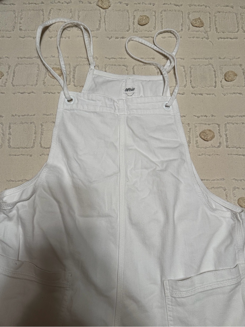 aerie White Overall-Style Shorts